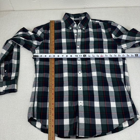 Mens - J. Crew - Button Up Shirt Size Large - Blue, Green & White Plaid - Picture 6 of 8